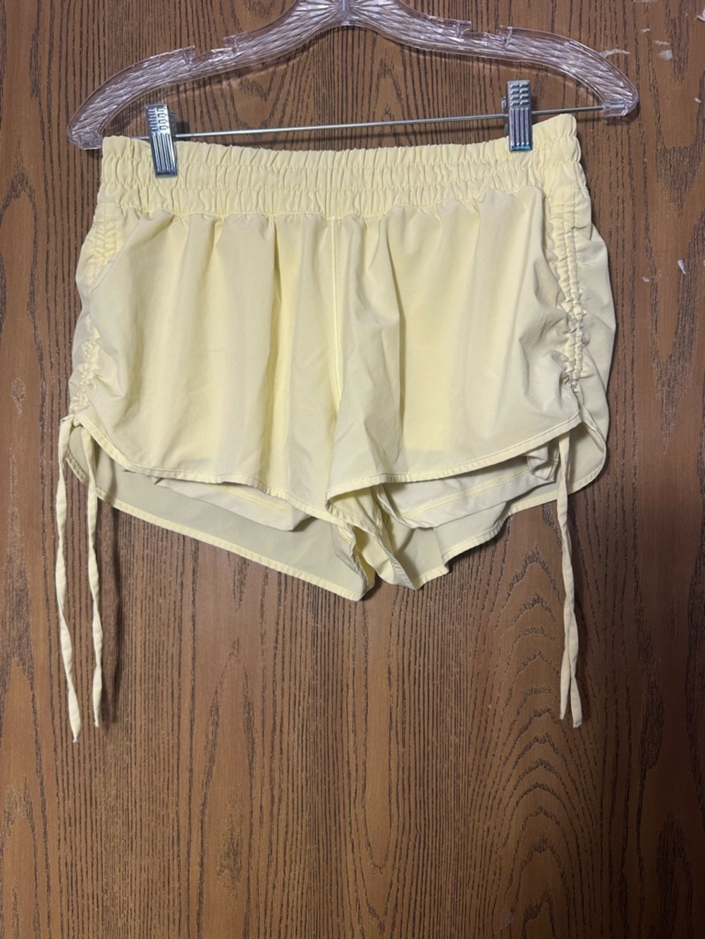 Women's Light Yellow Drawstring Athletic Shorts